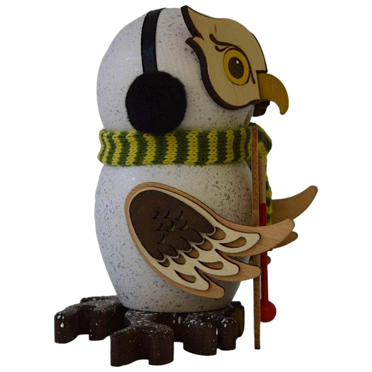 RAUCHFIGUR Eule Schnee-Eule mit Thermometer 15 cm - Multicolor, Holz (10/15/10cm)