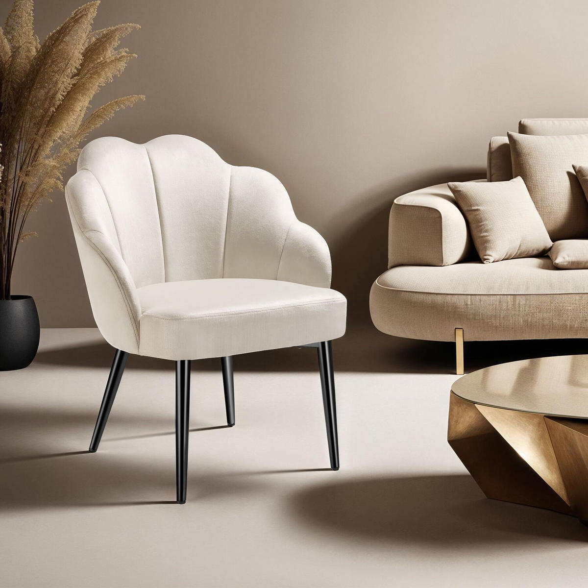 COCKTAILSESSEL 1er Set Hellen 66 x 62 x 80 5 cm creme/schwarz - Creme/Schwarz, Textil (66/80.5/62cm) - tectake