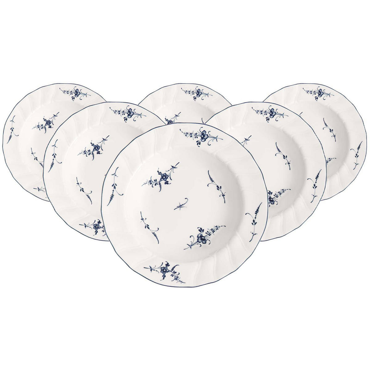 SUPPENTELLER Vieux Luxembourg weiß-blau ø 22,5 cm 6er Set - Blau/Weiß, Keramik (22.5cm) - Villeroy & Boch