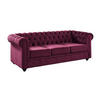 SOFA 3-Sitzer - Samt - Pflaumenfarben - CHESTERFIELD - Bordeaux, Textil (205/72/88cm) - Vente-Unique
