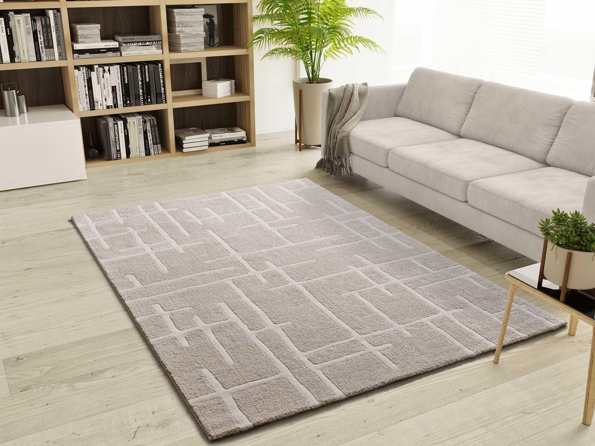 Thumbnail - Atticgo Webteppich, Beige, Textil, Abstrakt, Rechteckig, 160x230 cm, Oeko-Tex® Standard 100, antistatisch, Teppiche & Bö...