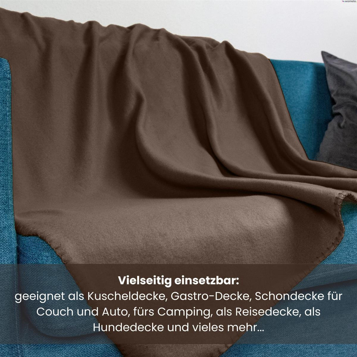 FLEECEDECKE 2er Set braun 130/160 cm Kettelrand Anti-Pilling - Braun, Textil (130/160cm) - wometo