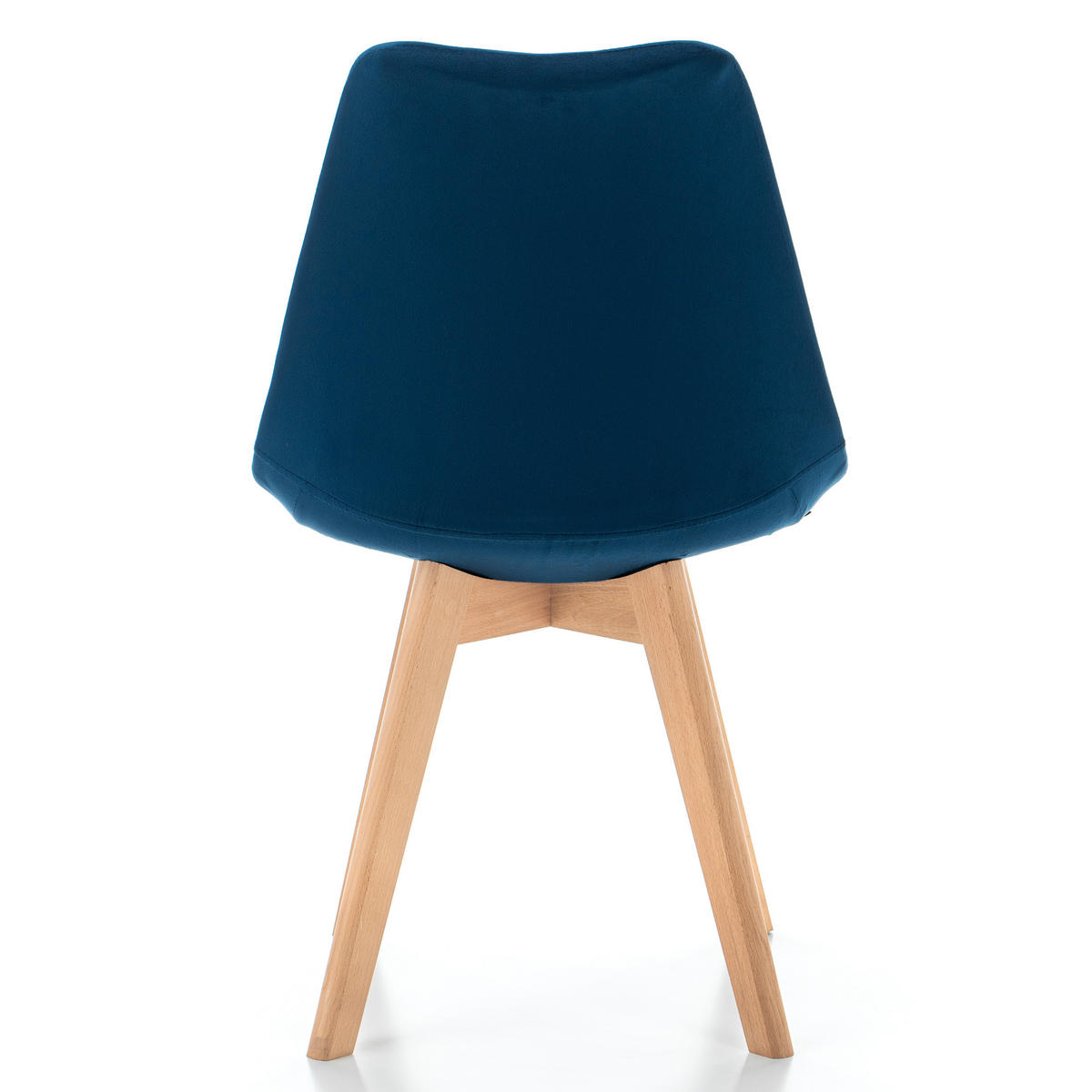STUHL Dublin modern marineblau, Holzbeinen - Veloursstoff und Polsterschaum - Dunkelblau/Naturfarben, Holz/Textil (50/83/54cm) - NEW HOME