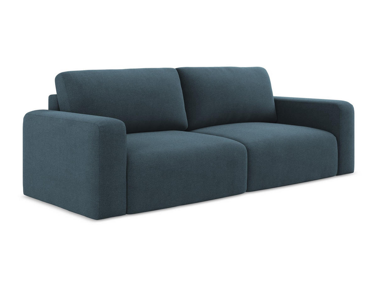 3-SITZER SOFA mit Schlaffunktion Strukturstoff Stoff Blau - Blau/Pink, Kunststoff/Textil (244/79/102cm) - Makamii