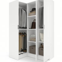 ECKKLEIDERSCHRANK Holz-Effekt Weiß 90.5x133h184 - Weiß, Holzwerkstoff (133/184/91cm) - DMORA