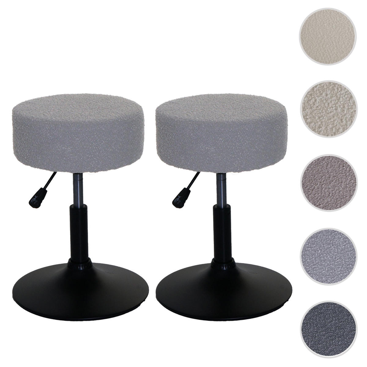 HOCKER Hellgrau 2er-Set - Hellgrau, Textil (37/57/37cm) - MCW