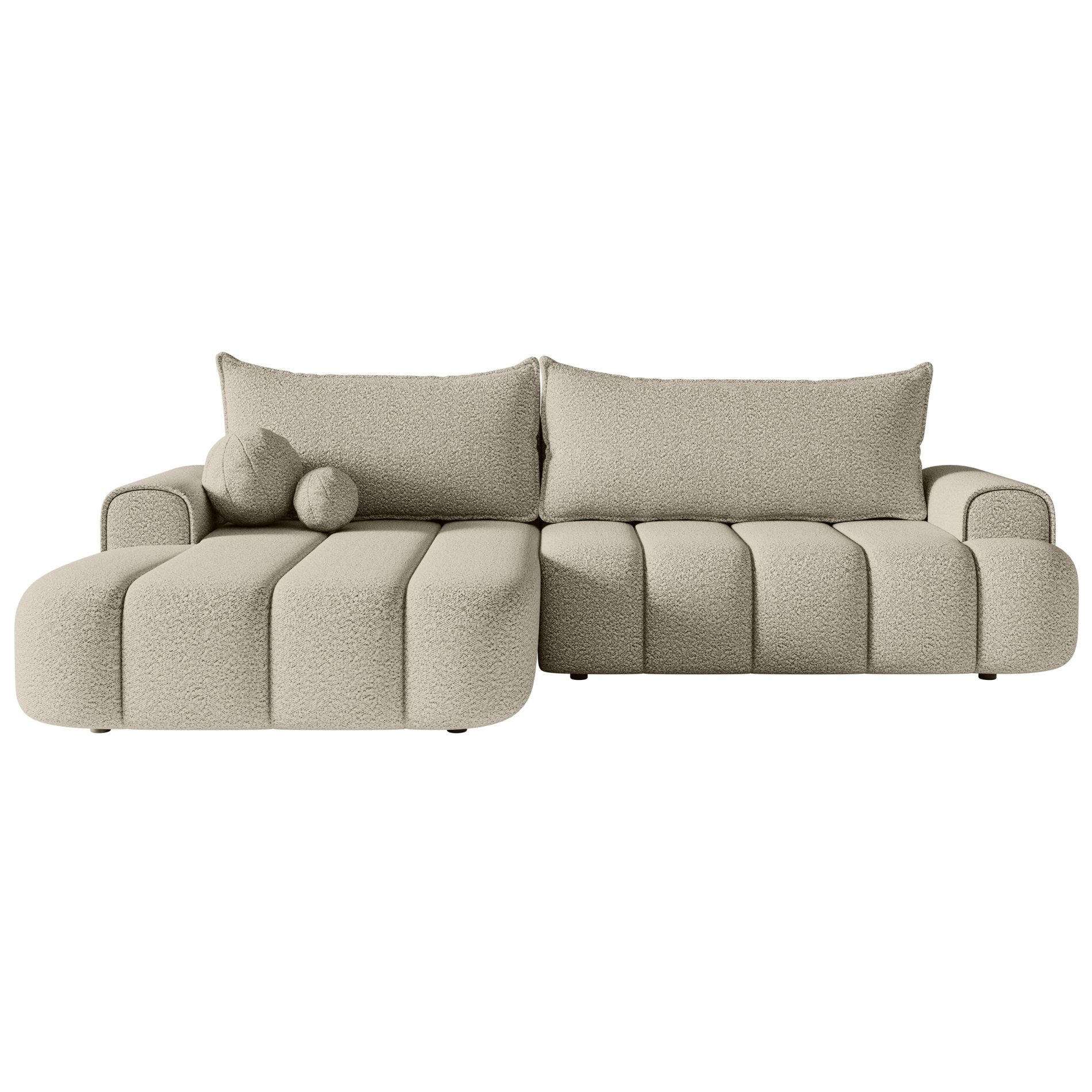 ECKSOFA Dandelino Hellbeige mit Bouclé-Bezug, links - Ecru/Schwarz, Kunststoff/Textil (275/168cm) - Selsey