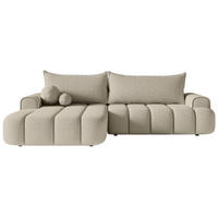 ECKSOFA Dandelino Hellbeige mit Bouclé-Bezug, links - Ecru/Schwarz, Kunststoff/Textil (275/168cm) - Selsey