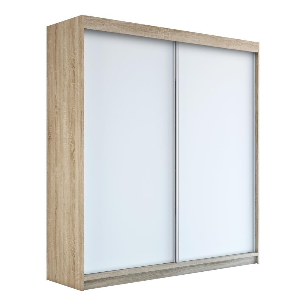 SCHWEBETÜRENSCHRANK 160 CM PAX Farbe: Sonoma / weiß / weiß - Braun/Weiß, Holzwerkstoff (160/215/59.5cm) - A&J MöbelLand