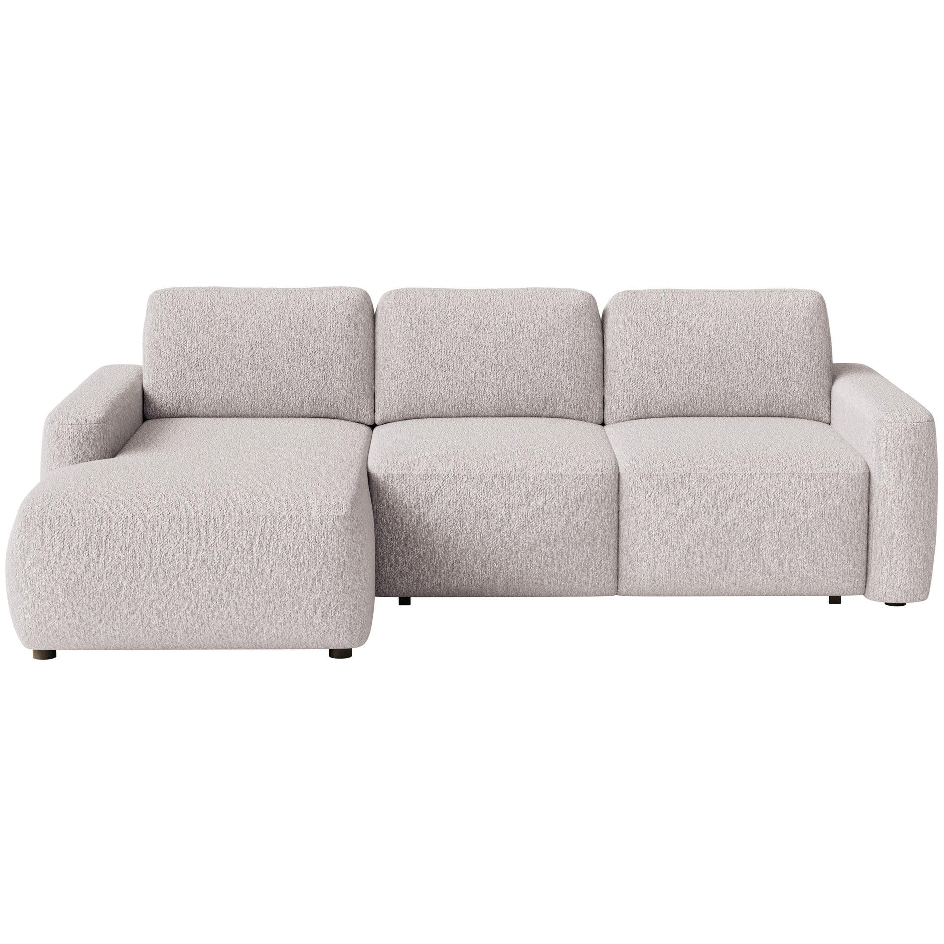 ECKSOFA Carnos Mini Beige Chenille - Beige/Schwarz, Kunststoff/Textil (238/164cm) - Selsey