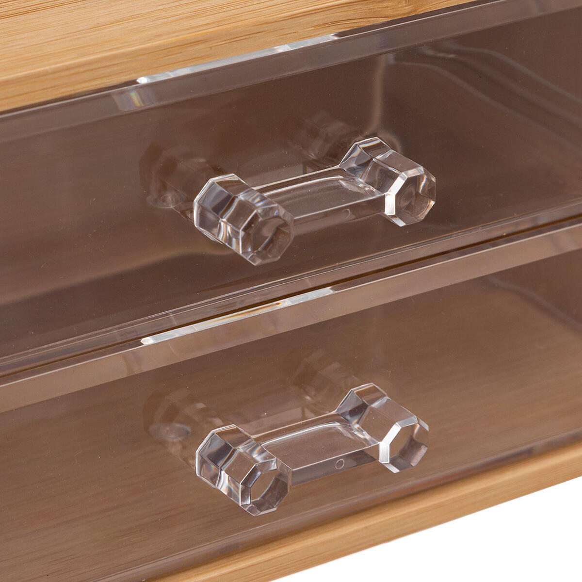 SCHMUCKBOX Selena mit 2 Schubladen, Bambus, Kunststoff, 19 x 11.7 x 9.6 - Beige, Holz (9.6/11.5/19cm) - 5five Simply Smart