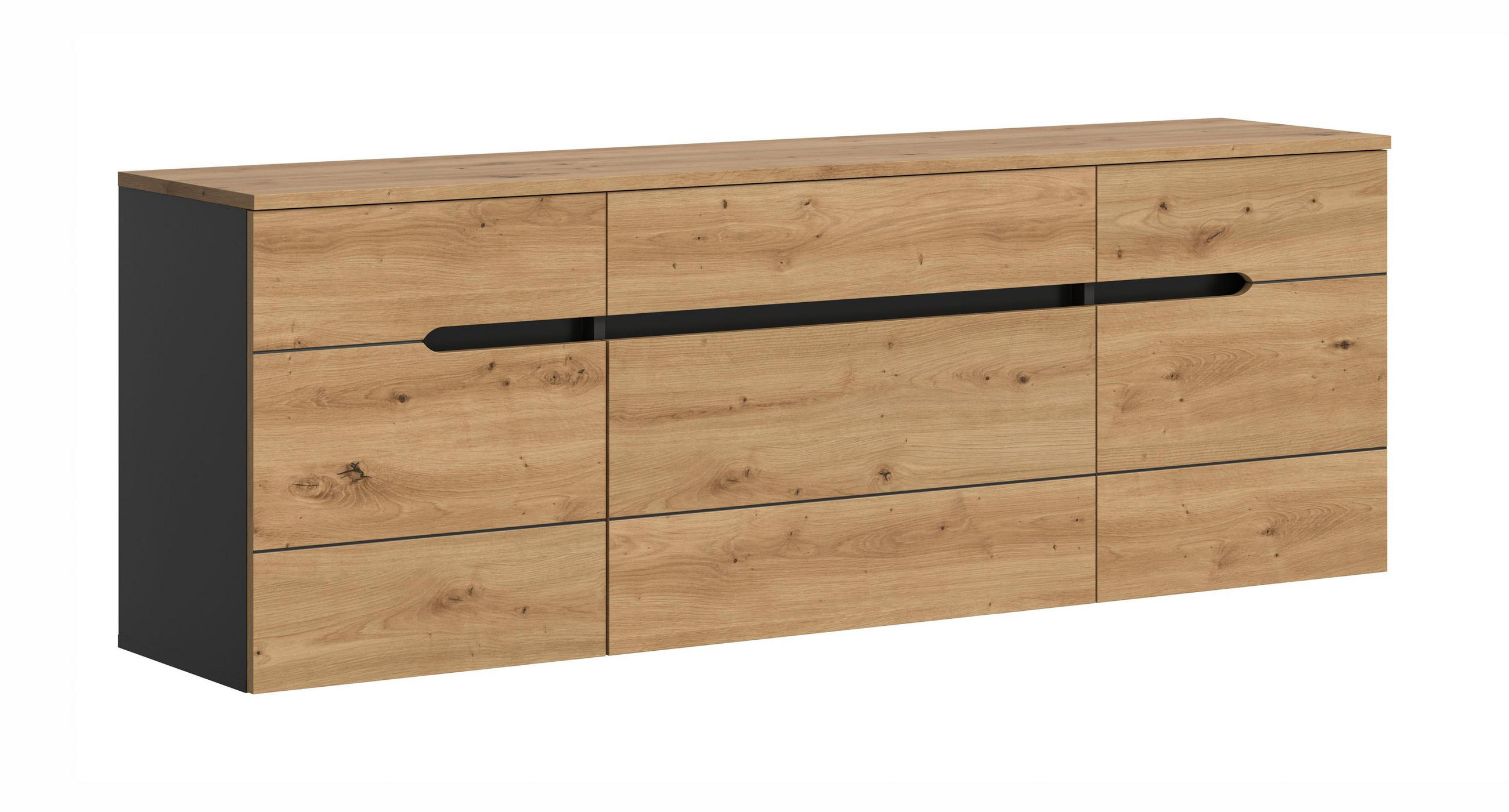 GARDEROBENSCHRANK hängend CANU (B/H/T: ca. 176/60/37 cm) in Basalt grau/Artisan Nachbildung - Grau, Holzwerkstoff (176/60/37cm)