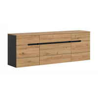 GARDEROBENSCHRANK hängend CANU (B/H/T: ca. 176/60/37 cm) in Basalt grau/Artisan Nachbildung - Grau, Holzwerkstoff (176/60/37cm)