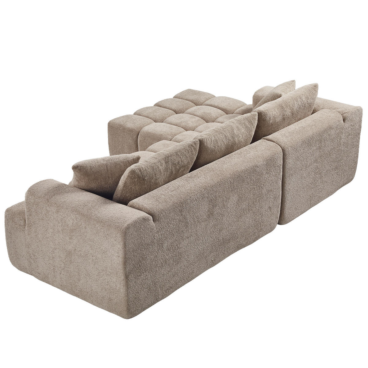 ECKSOFA 249,94/124,97/58,98 cm kaki aus Samtstoff modular und bequem - Braun, Textil (249.94/124.97cm) - OKWISH