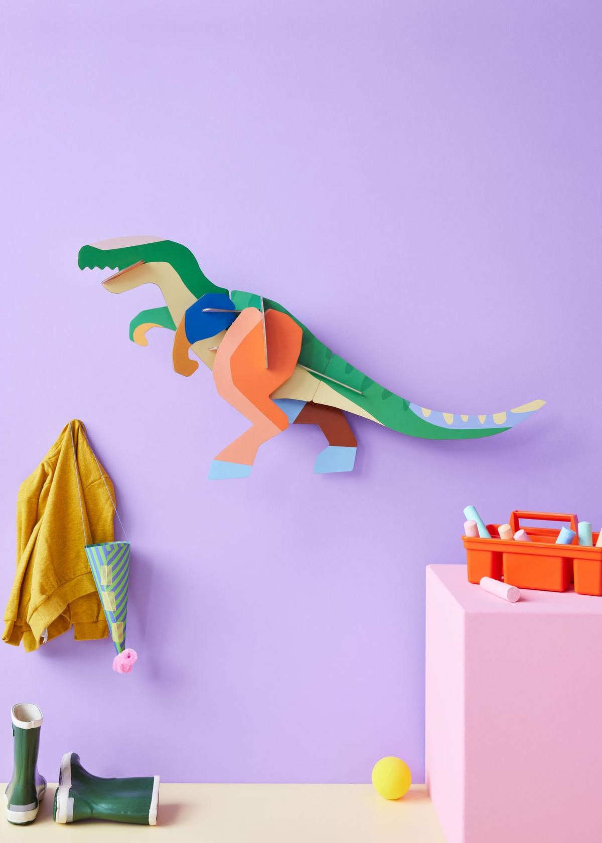 WANDOBJEKT Studio ROOF, 3D, Deluxe T-Rex, Bastel-Set (von studio ROOF) - Multicolor, Wellpappe (89.3/18.7/47.2cm) - ich-zapfe