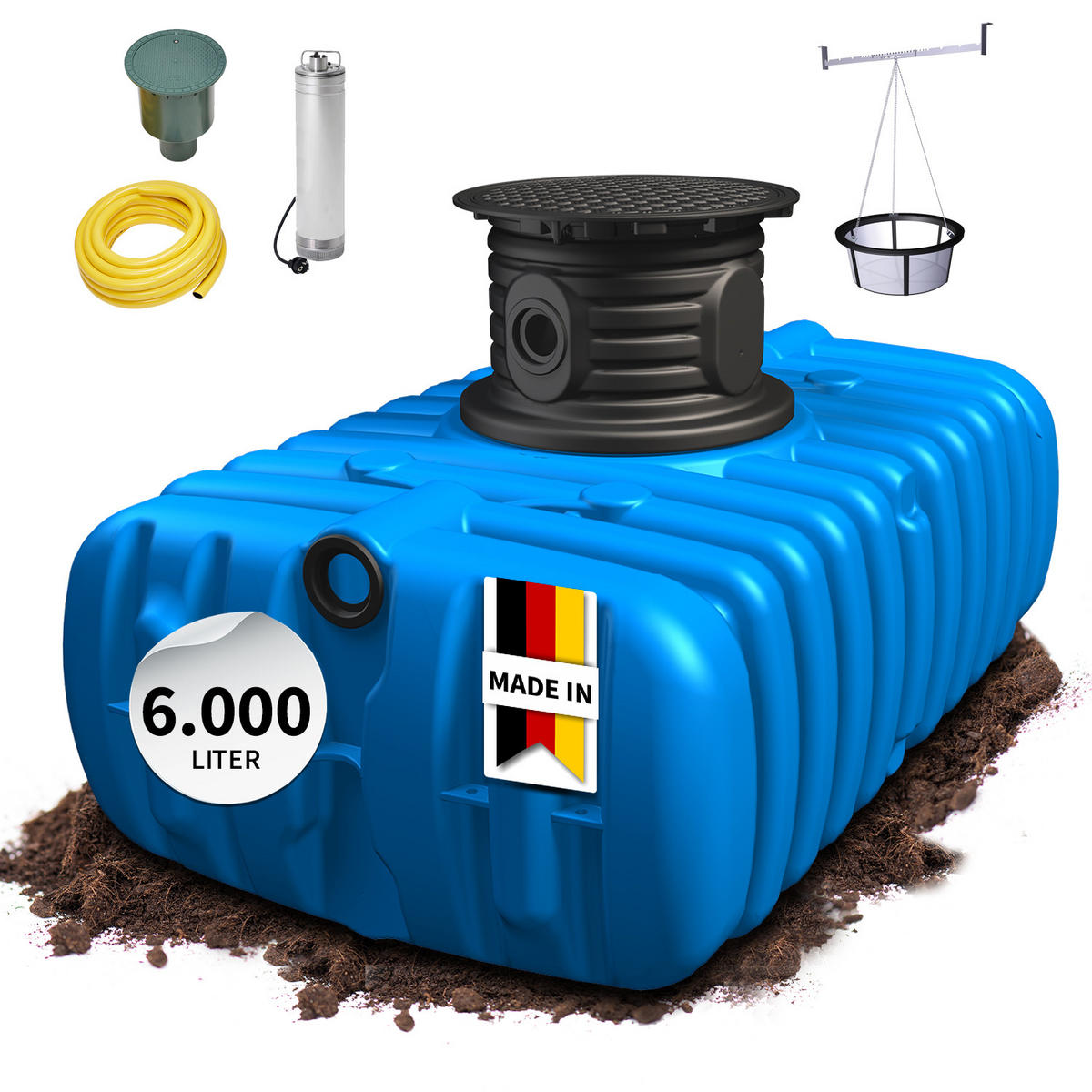 S Flachtank-Paket 6000 L Garten-Comfort - Blau, Kunststoff (528/75/210cm) - 4rain