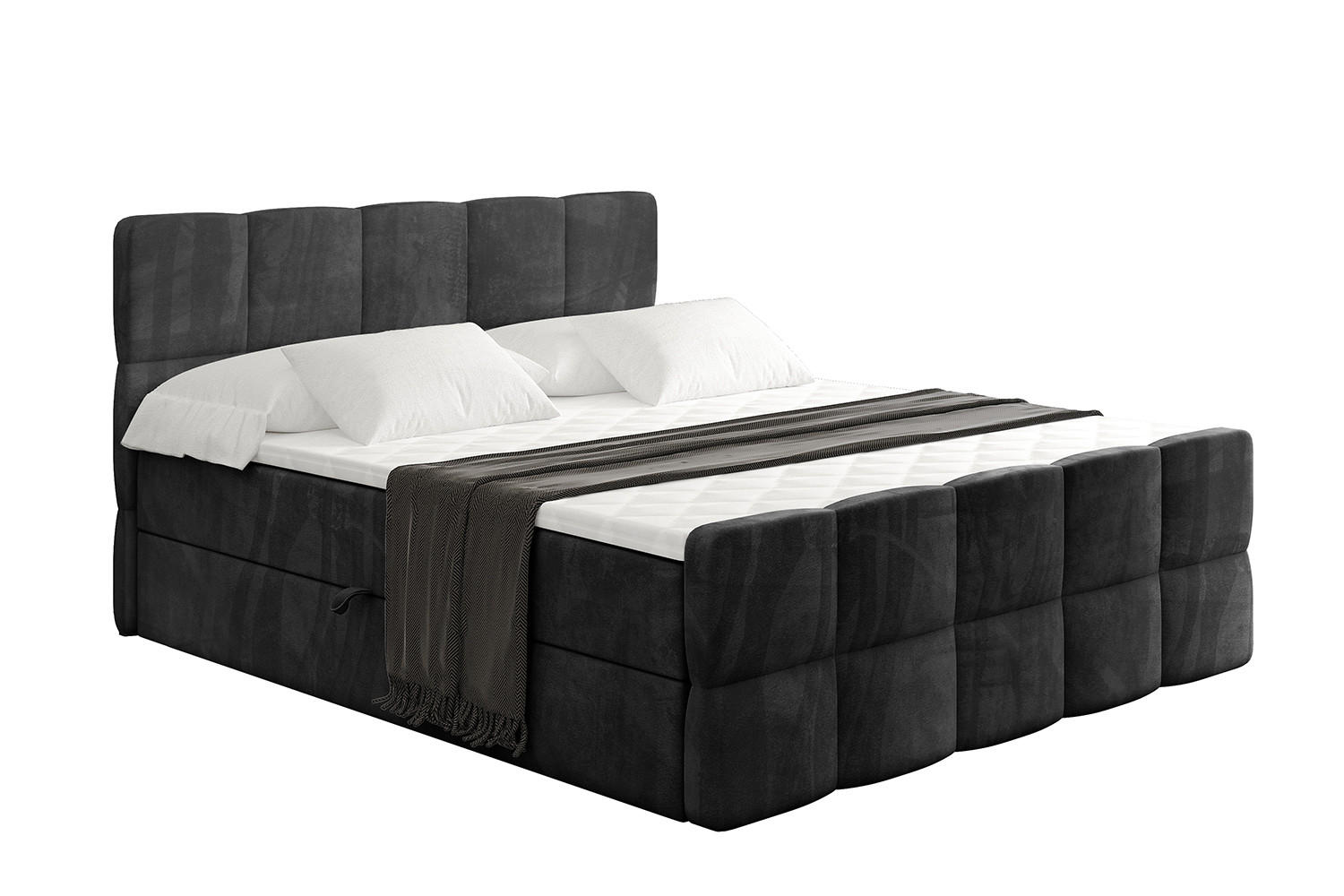 BOXBETT mit Matratze und Lattenrost - LIRO-Z - 160x200 - Schwarz Casablanca - Schwarz, Holzwerkstoff (160/200cm) - ALTDECOR