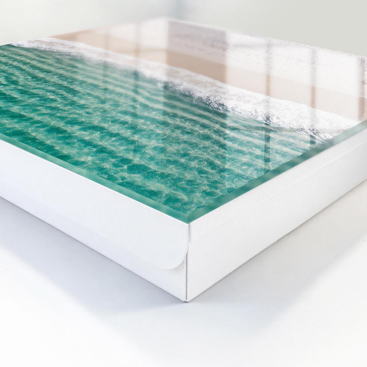 SCHLÜSSELBOX Weiß 30x30 cm – Türöffnung nach rechts - Sommerstrand - Weiß, Metall (30/30/5cm) - TULUP