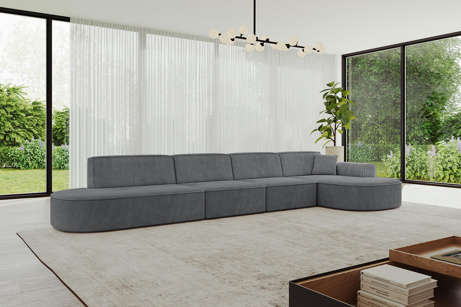 Thumbnail - Altdecor Ecksofa, Dunkelgrau, Textil, 5-Sitzer, L-Form, Ottomane rechts, 413x171 cm, Wohnzimmer, Sofas & Couches, Wohnla...