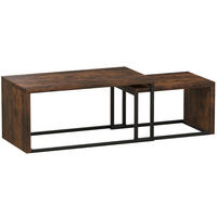 COUCHTISCH-SET aus MDF und Metall 90x48x42 cm Rustikales Braun/Schwarz, 2-teilig - Braun, Holzwerkstoff (90/48/42cm) - IVMEU