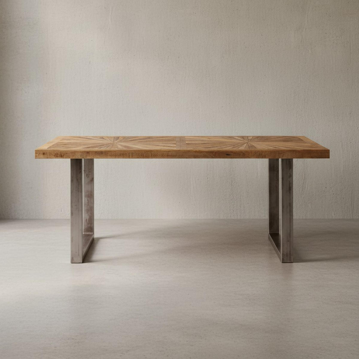 ESSTISCH Massivholz Edelstahlbeine Rustikal, Braun 180x90x76 cm - Anthrazit/Braun, Holz/Metall (90/180/76cm) - KADIMA DESIGN