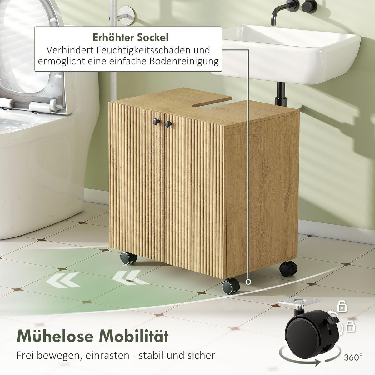 BADEZIMMERSCHRANK Naturfarben 39.8/60.0/62.0 cm - Naturfarben, Holzwerkstoff (60/62/39.8cm)