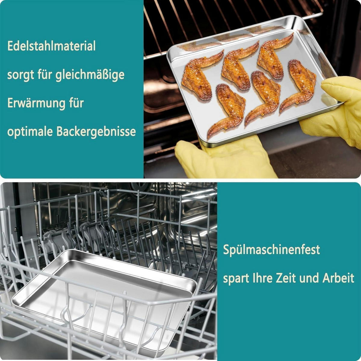 BACKBLECH Rechteckig Edelstahl 26,4 x 20,4 x 2,5 cm - Silberfarben, Metall (20.4/2.5/26.4cm)