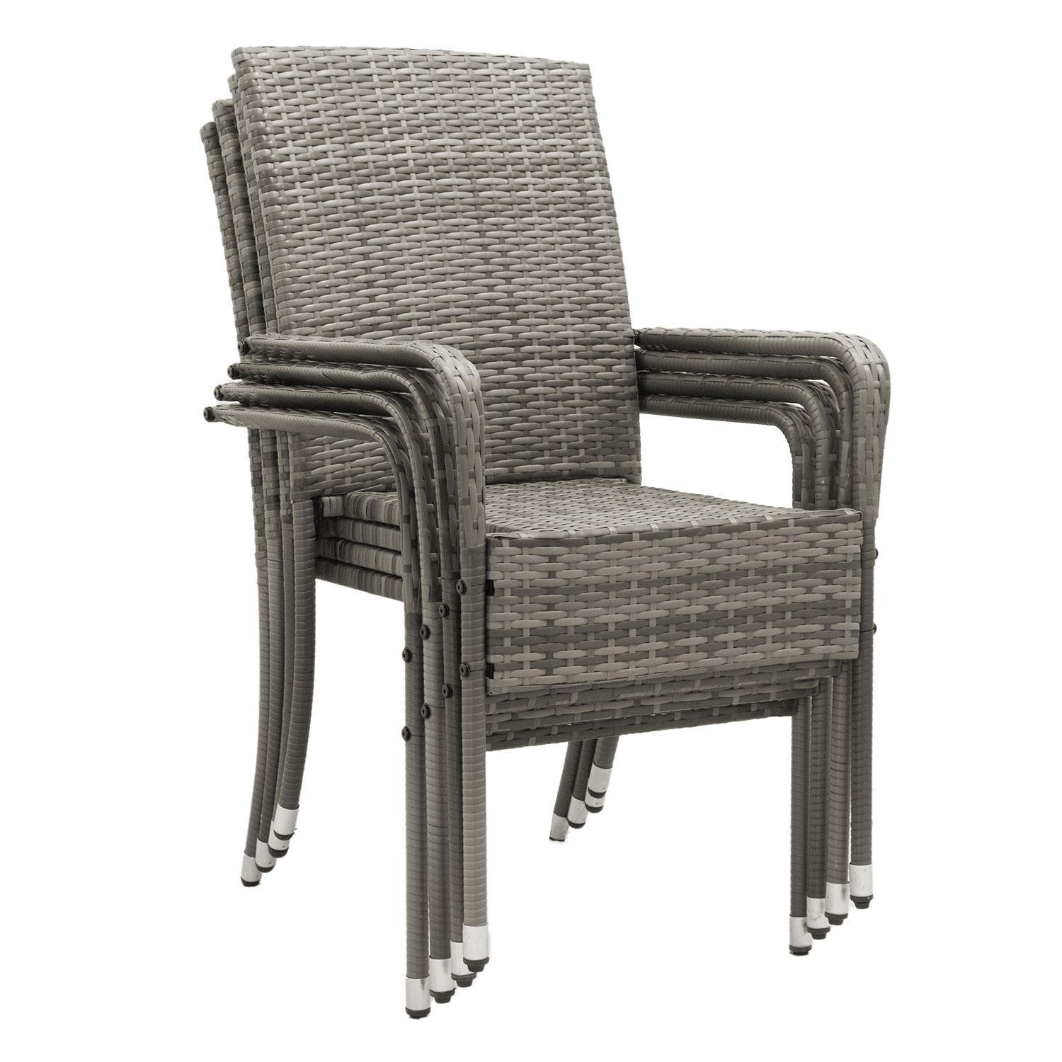 GARTENSTÜHLE Yoro 4er-Set - Grau, Kunststoff (50/90/50cm) - Juskys