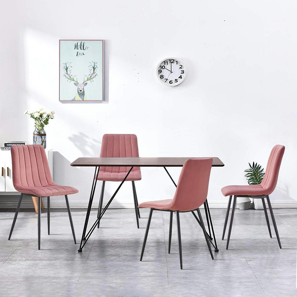 ESSZIMMERSTÜHLE 2-teiliges Set Samt Rosa - Rosa, Textil (45/87/54cm)