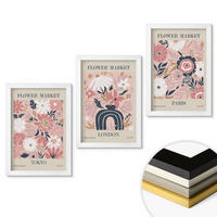 WANDBILDER 3er-Set - 20x30 cm Weißer Rahmen - Blumenmotive Tokio London Paris - Weiß, Kunststoff (20/30cm) - ArtPrintCave