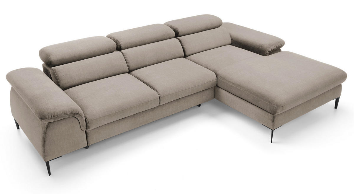 ECKSOFA L-Form 290 cm Amaro M mit Schlaffunktion, Rechts, Dunkelbeige - Cappuccino, Holz (182/288cm) - Emporius