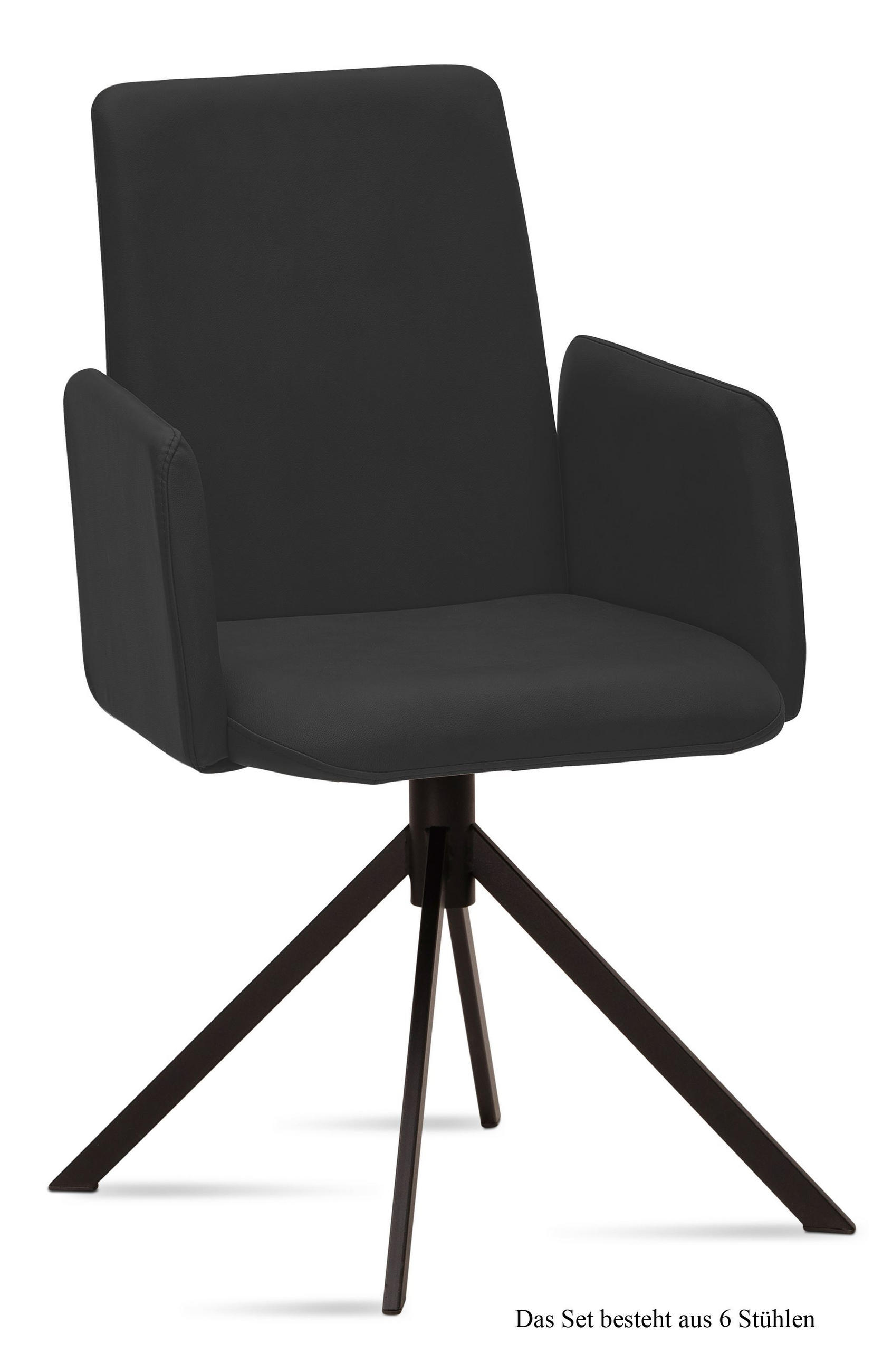 ARMLEHNSTUHL (6er-Set) Drina 52x92x60 Schwarz/Anthrazit - Anthrazit/Schwarz, Kunststoff (60/92/52cm) - 58aufmkessel