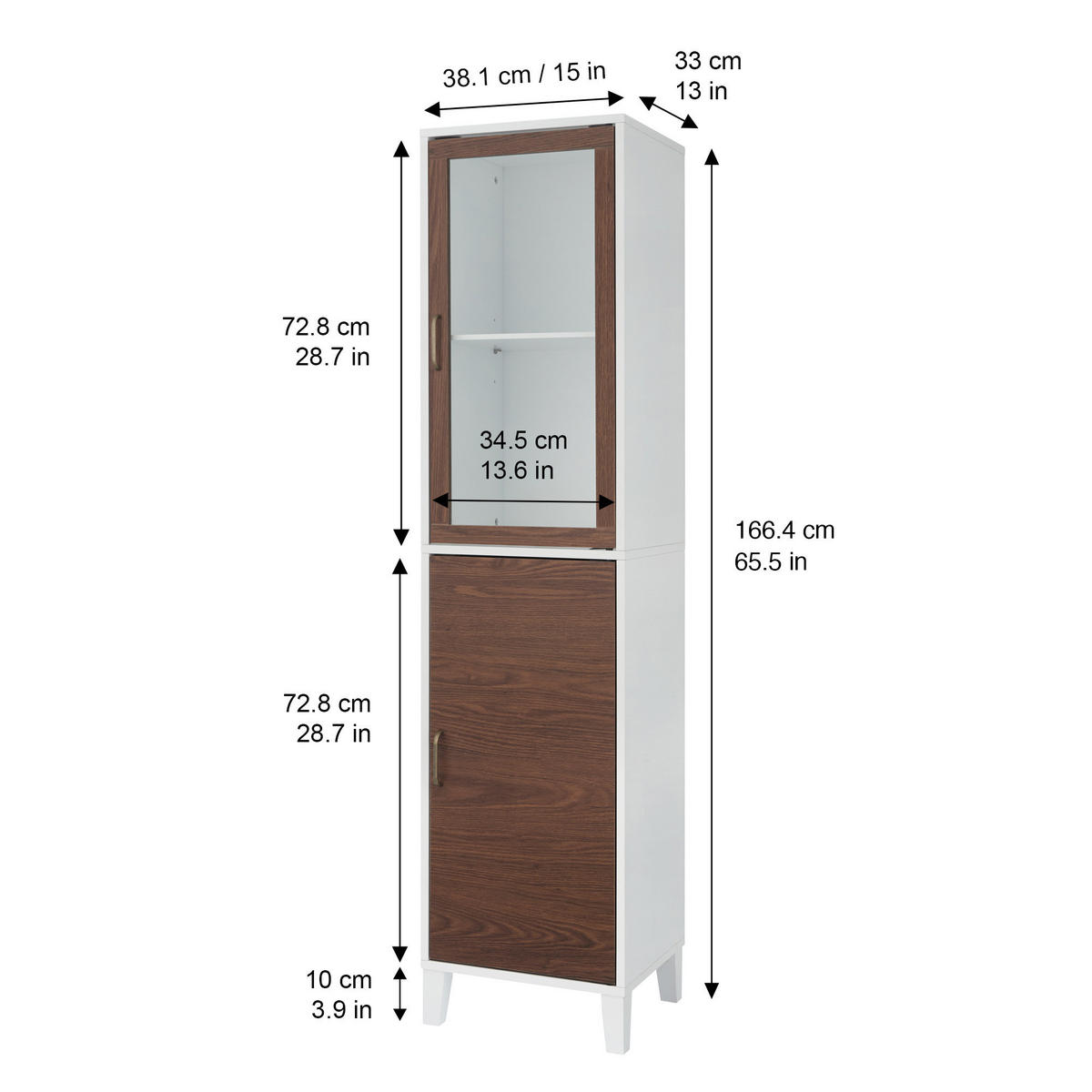 HOCHSCHRANK Weiß - Weiß, Holzwerkstoff (38.1/166.4/33cm) - Teamson Home
