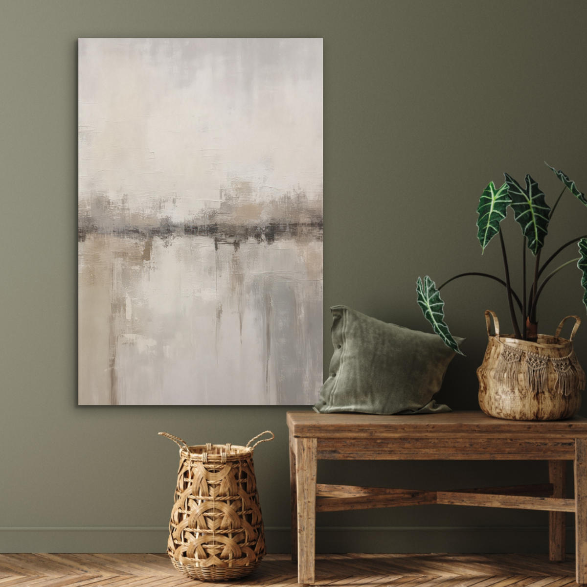 AKUSTIKPANEEL Moderne Kunst - Abstrakt - Beige 70x100 cm - Beige, Textil (70/0.9/100cm) - MuchoWow
