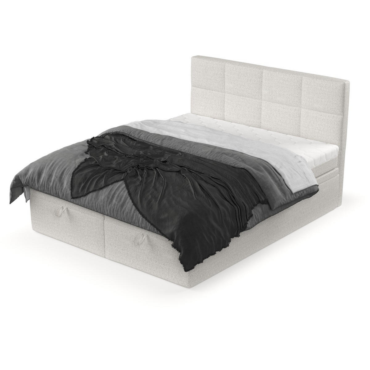 BOXBETT Tessa 200/200 cm Hellbeige im Riva Stoff - Sandfarben/Schwarz, Holz/Holzwerkstoff (200/200cm) - AltaBeds