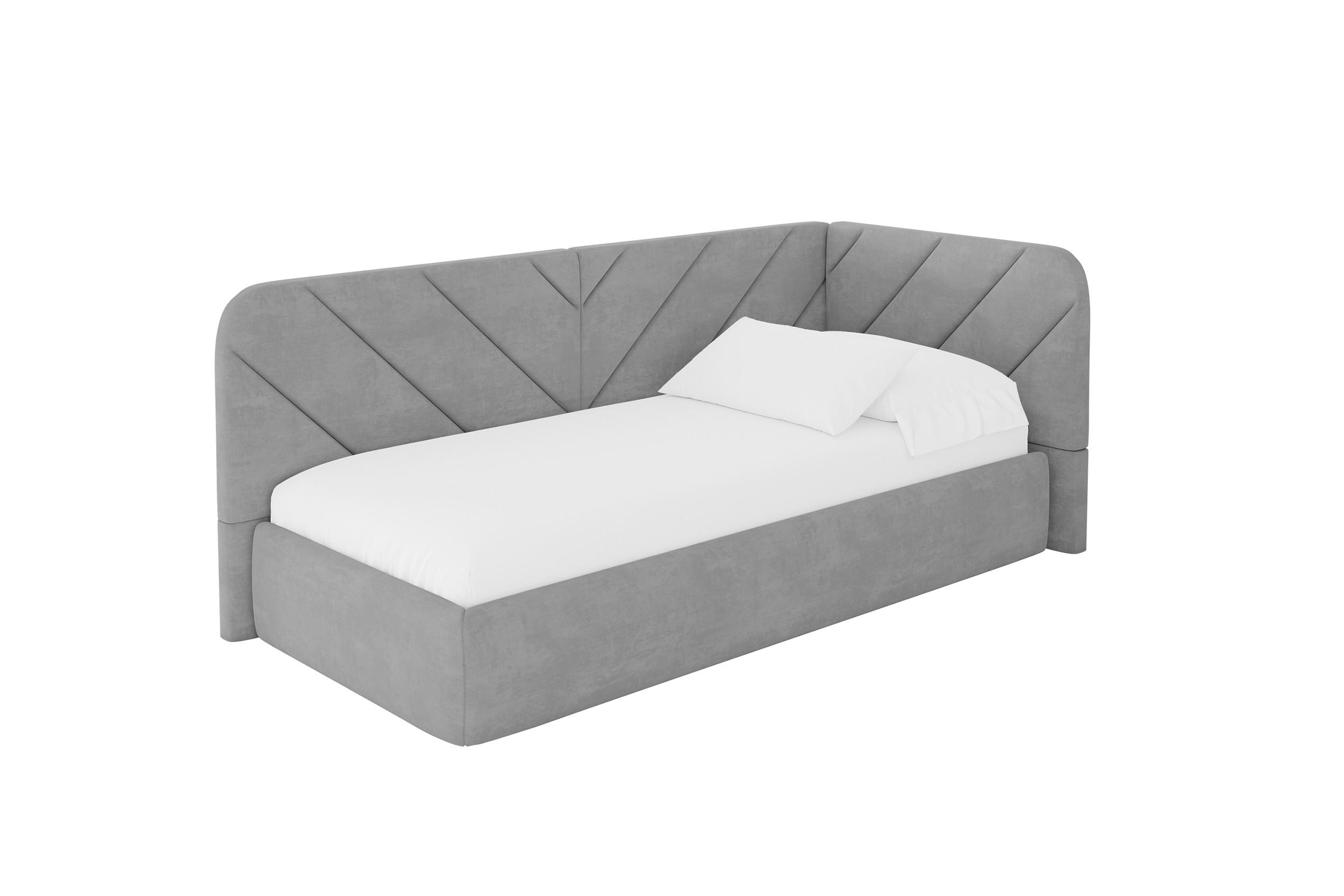 EINZELLBETT Jugendbett mit Bettkasten und Matratze H3/H4, Links - FIKY 100x200 Grau - Hellgrau, Holzwerkstoff/Textil (100/200cm) - ALTDECOR
