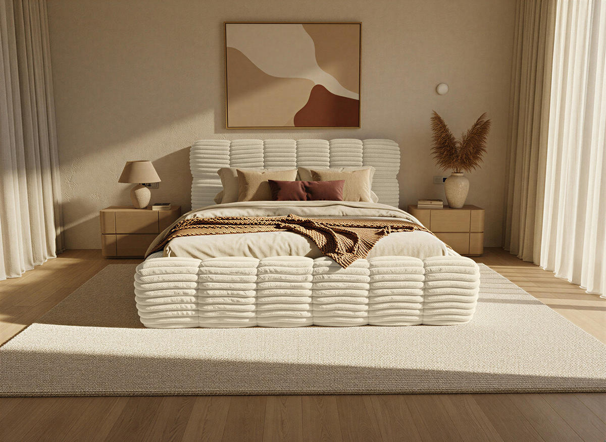POLSTERBETT Wea 180x200 cm, Beige - Beige, Textil (180/200cm) - Fedve