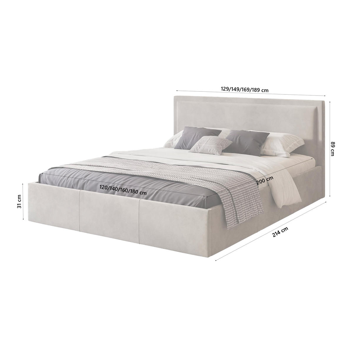 POLSTERBETT Osterne 180x200 cm, Beige - Hellbraun, Textil (180/200cm) - Fedve