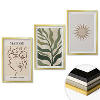 WANDBILDER 3er Set - 40x60 cm Goldrahmen - Abstrakte Pflanzenmuster - Goldfarben, Kunststoff (40/60cm) - ArtPrintCave