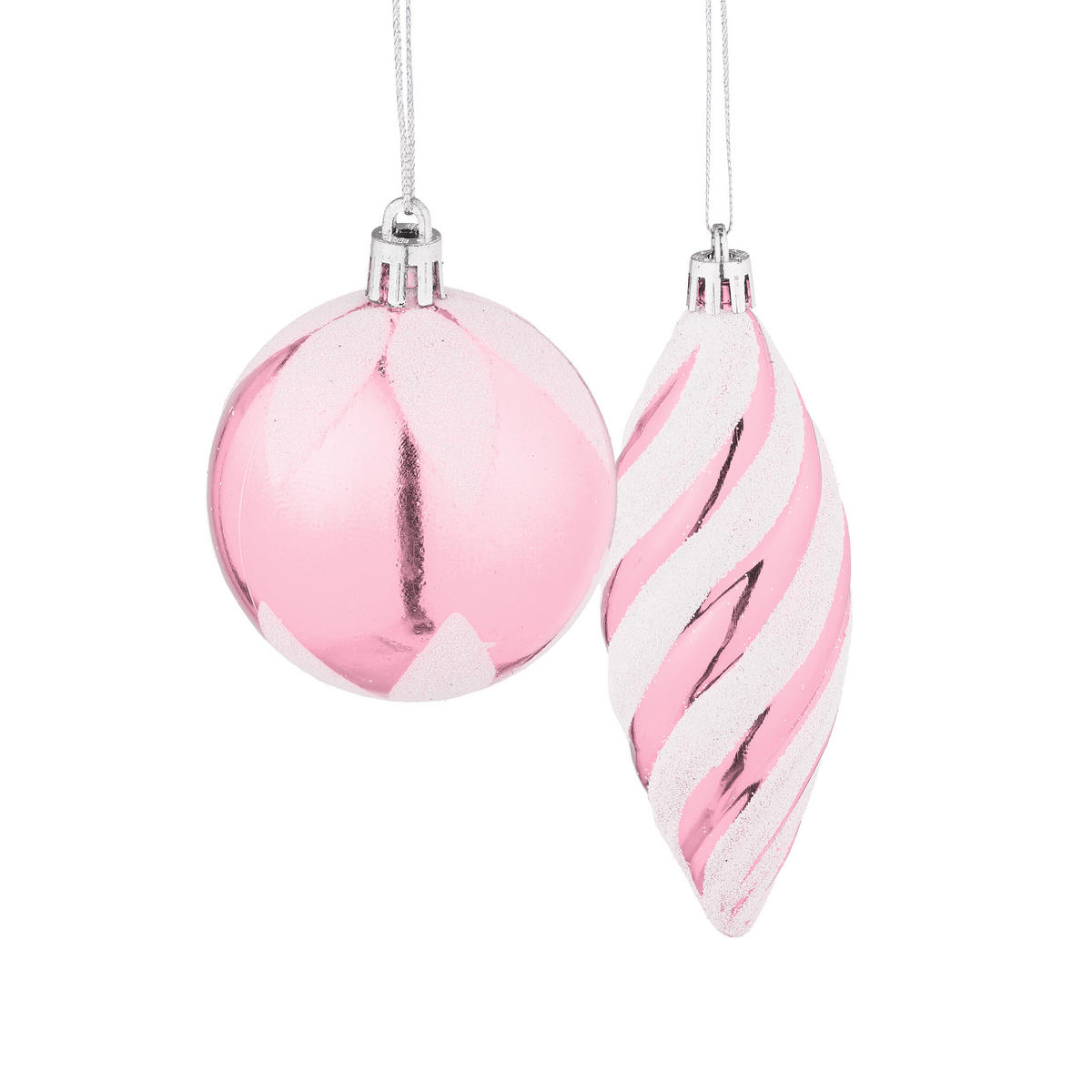 72-TLG.WEIHNACHTSKUGELN-SET - Rosa, Kunststoff (38/24/12cm) - Relaxdays