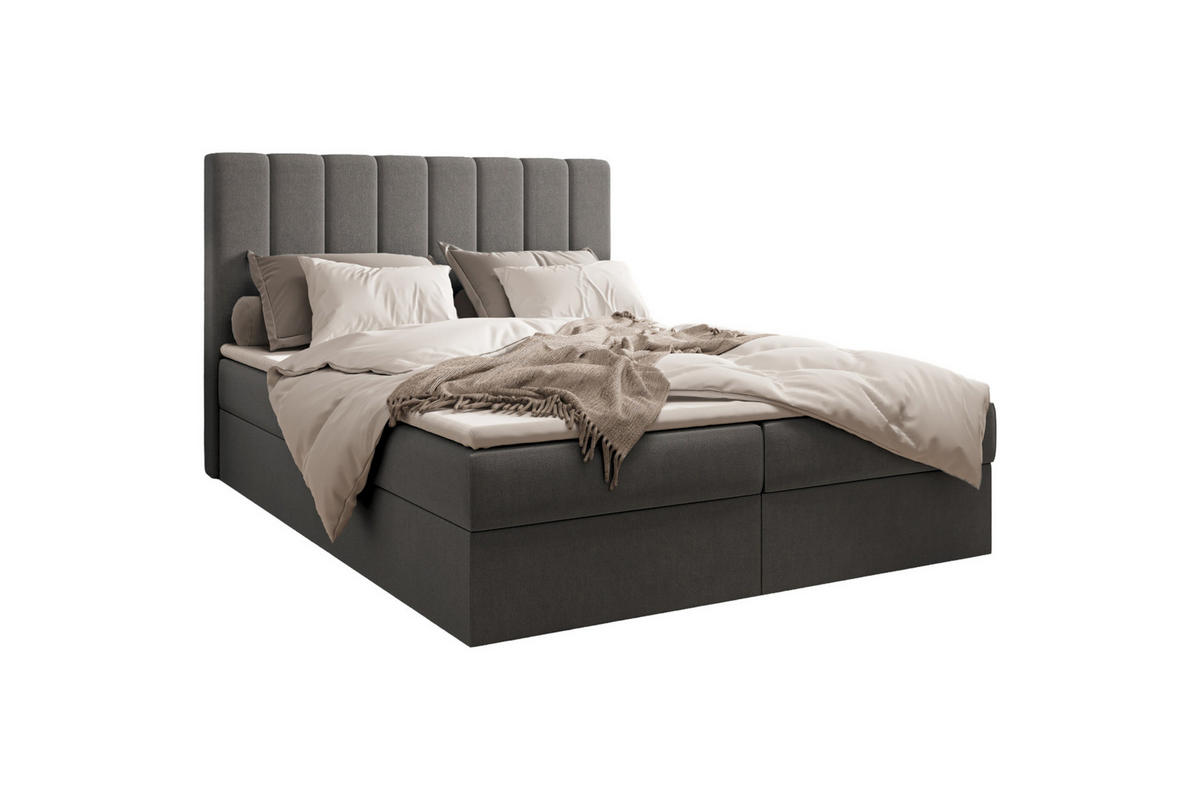 BETT - Boxspringbett 180x200 - 01 Trinity 15 - Graphit - Grau, Holzwerkstoff/Textil (180/200cm) - Möblo