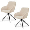 DREHSTUHL Clyde mit Armlehne samt beige (2er-Set) - Beige, Textil (57/85/61cm) - Juskys