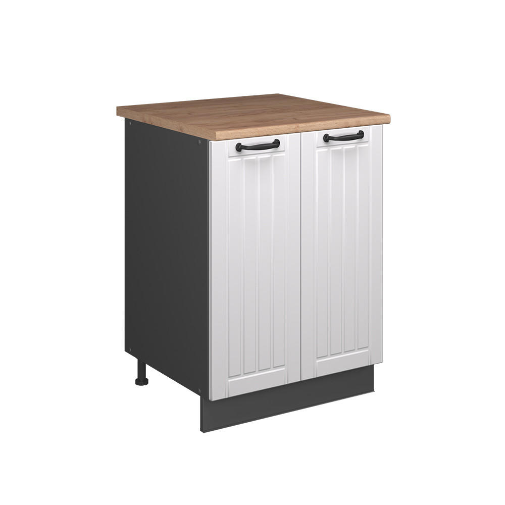 SPÜLENUNTERSCHRANK Fame-Line, Weiß Landhaus/Anthrazit, 60 cm - Anthrazit/Weiß, Holzwerkstoff (60/82/60cm) - Vicco