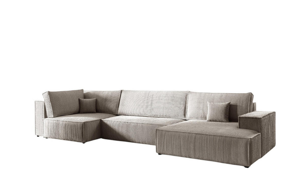 WOHNLANDSCHAFT Corunia - Hellbraun, Holzwerkstoff/Textil (398/70/148cm) - Fun Möbel