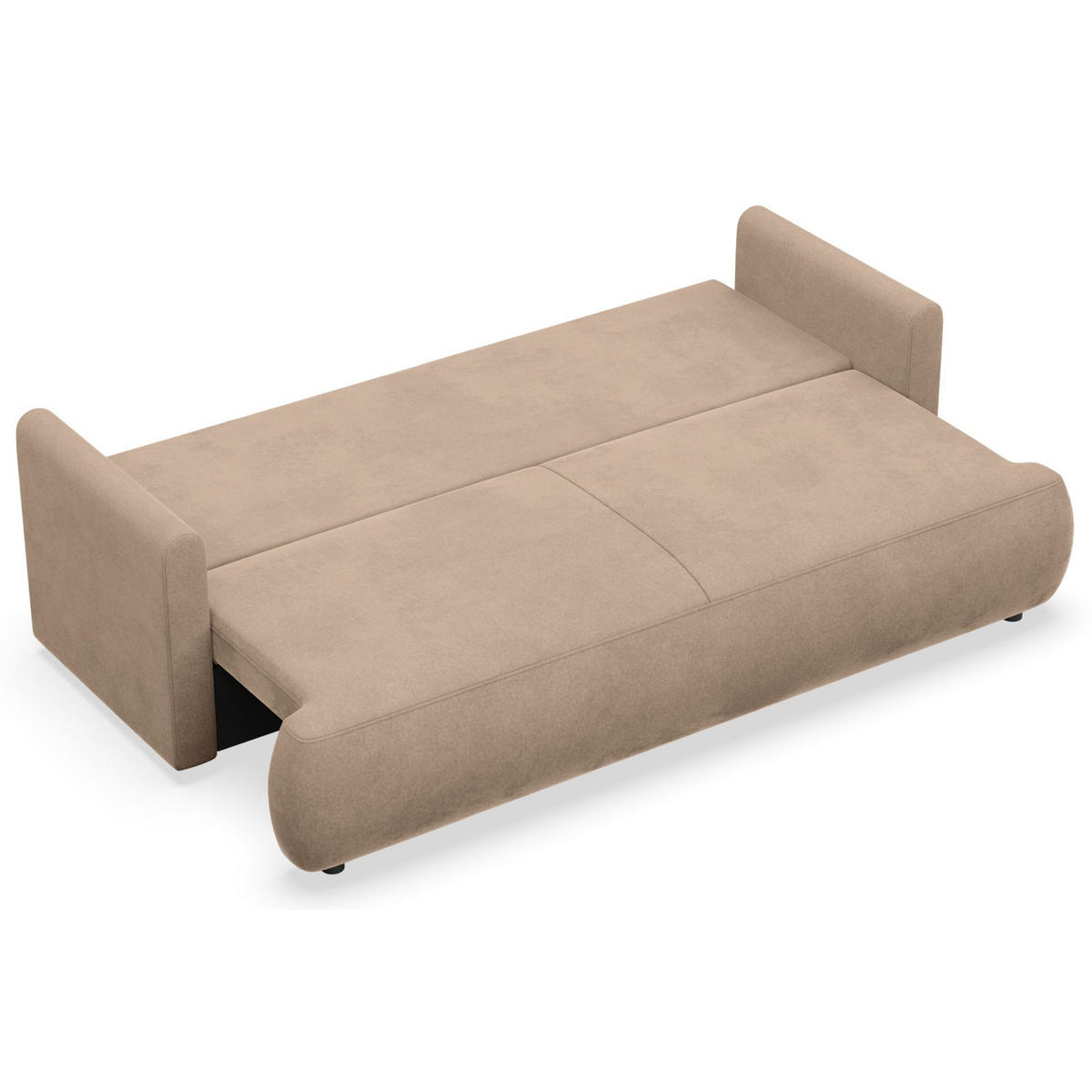 3-SITZER SOFA Ovo Mini Beige Velours Easy-Clean - Beige/Schwarz, Kunststoff/Textil (226/90/97cm) - Selsey