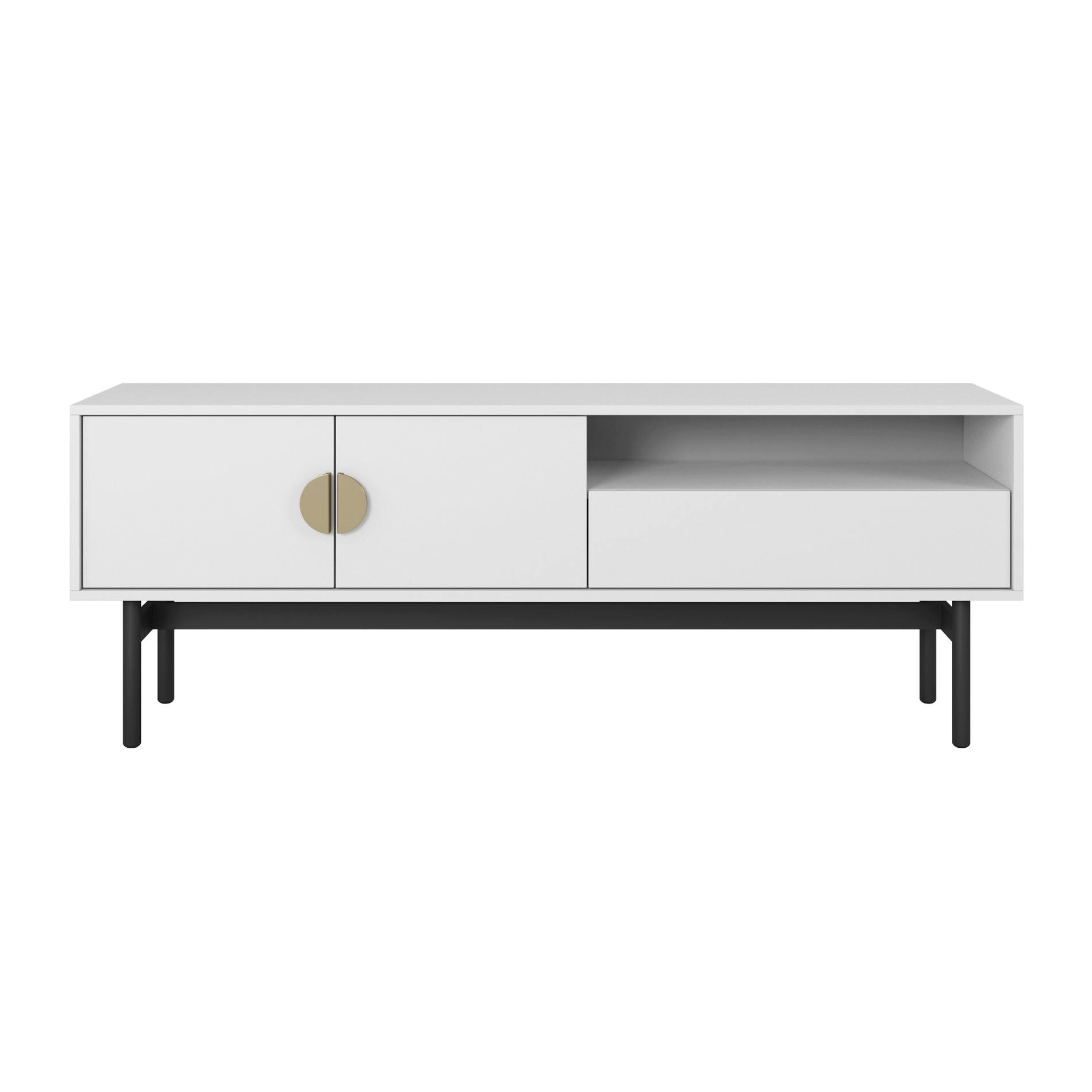 TV-LOWBOARD Stoon II WEISS 154 CM - Goldfarben/Schwarz, Holzwerkstoff/Metall (154/56.6/38cm) - Selsey