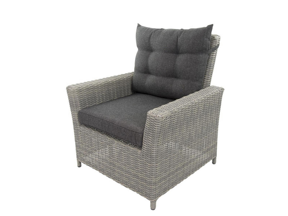GARTEN-SITZGRUPPE Asti Grau Polyrattan für 7 Personen - Grau, Naturmaterialien - Green Spirit