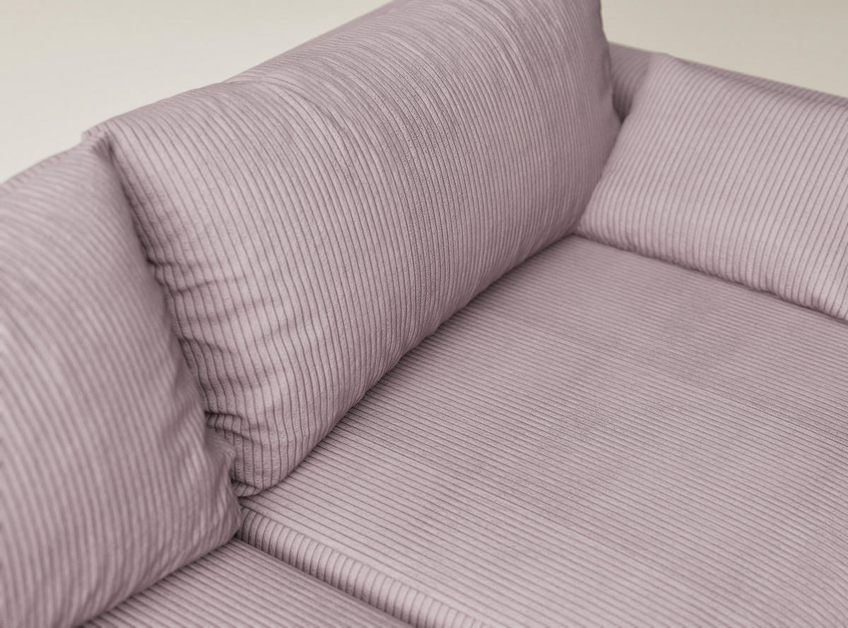 ECKSOFA MIT SCHLAFFUNKTION Leon Lila Samtstoff - Flieder/Schwarz, Holz/Holzwerkstoff (148/239cm) - Maison de Reve