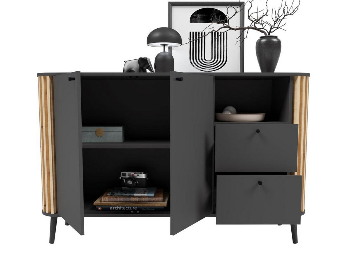 SIDEBOARD Pure 40/138/88 cm - Grau, Holzwerkstoff (138/88/40cm) - Xonox