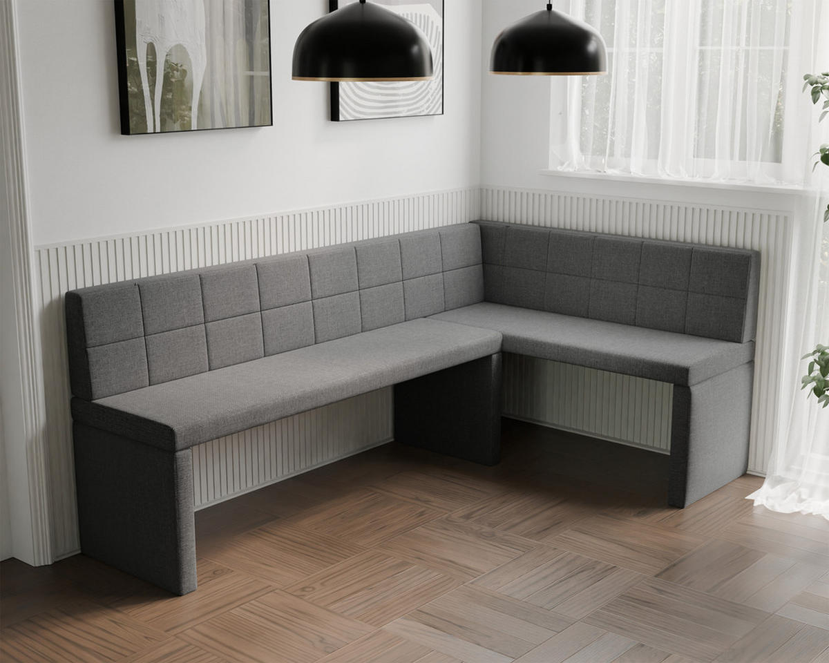 ECKBANK rechts MELVIN Webstoff, 142/196 cm Dunkelgrau - Dunkelgrau, Holz/Textil (142/196cm) - Idohome